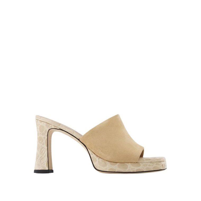 Beliz Sandals in Beige Embossed Leather/Suede By FAR