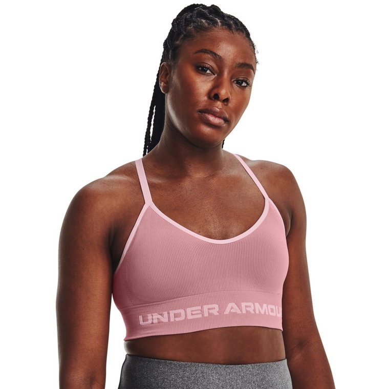 Biustonosz treningowy Under Armour UA Seamless Low Long Rib - różowy