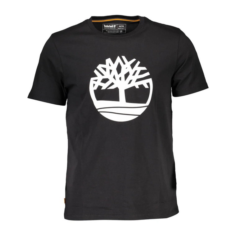 Czarna Bawełniana Koszulka z Wyrazistym Nadrukiem Timberland