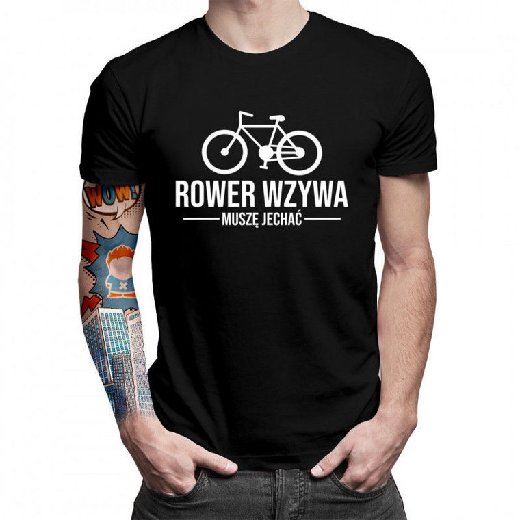 Rower wzywa muszę jechać - męska koszulka z nadrukiem