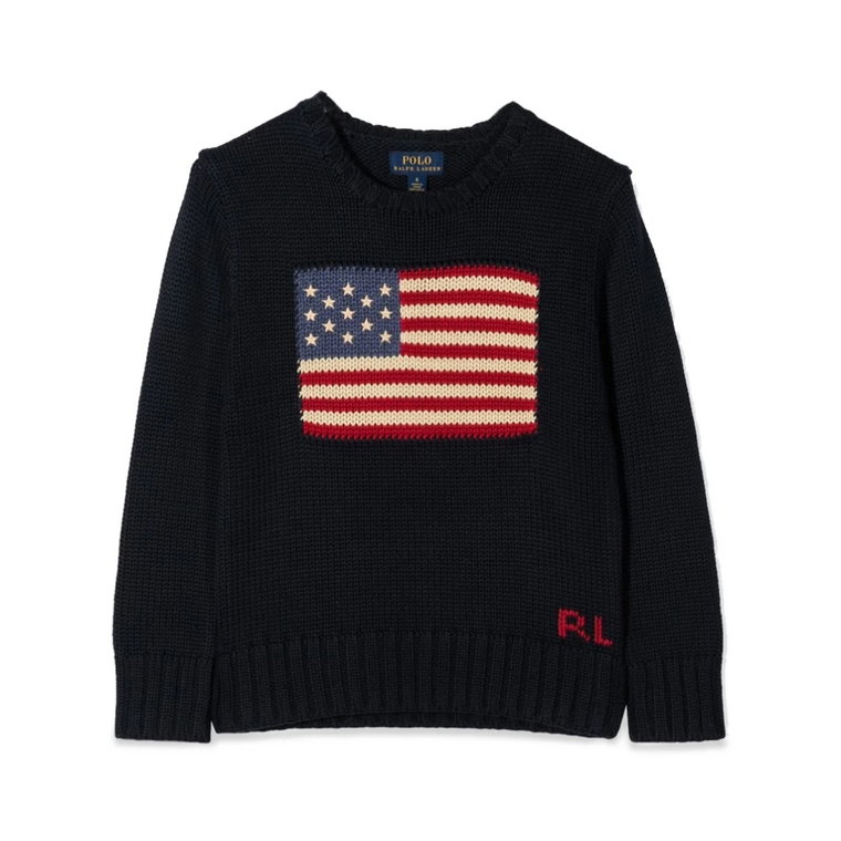Bawełniany Sweter z Dekoltem w Stylu Flagi Polo Ralph Lauren