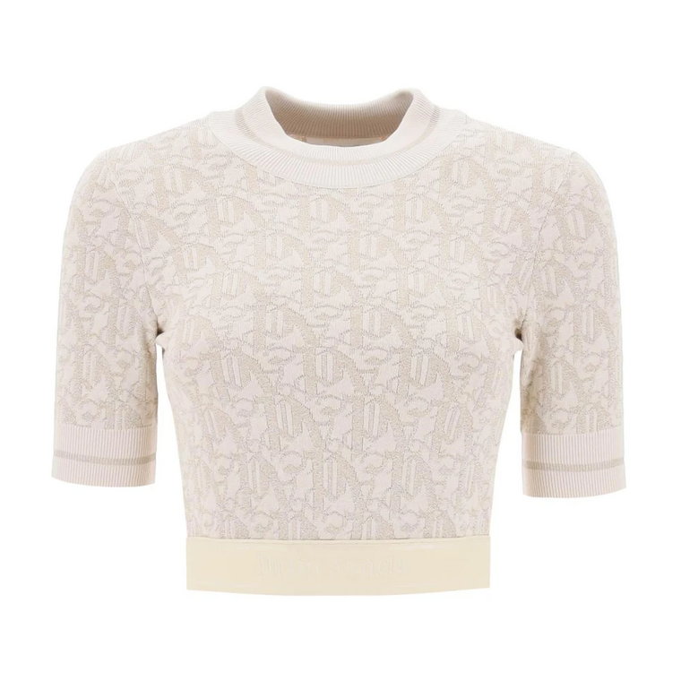 Monogram Lurex Sweter Crop Top Palm Angels