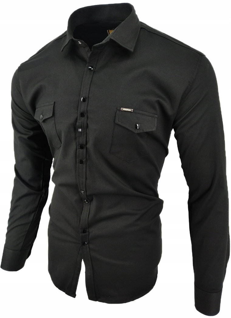 Koszula Męska Czarna Długi Rękaw Sdn 688 Rozmiar: XL 43 44