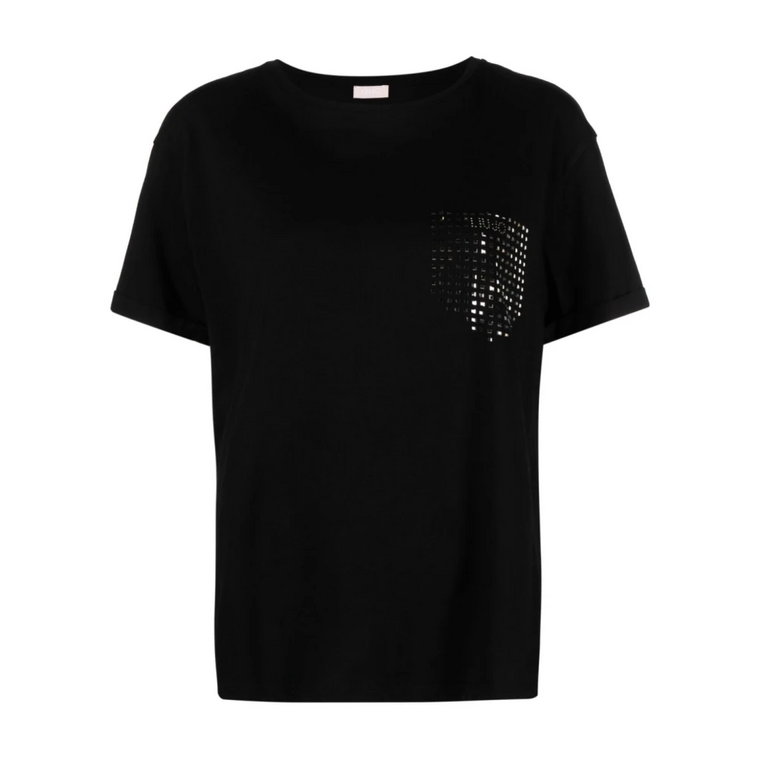 Czarne T-shirty i Pola z Ozdobnymi Kamieniami Liu Jo