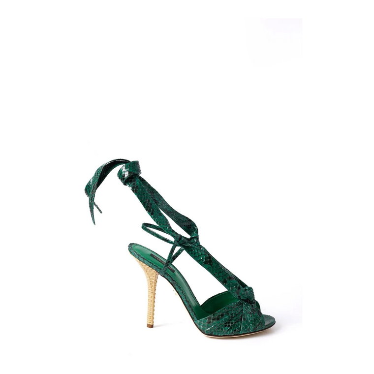 Sandały na obcasie z wężowym wzorem dla kobiet Dolce & Gabbana