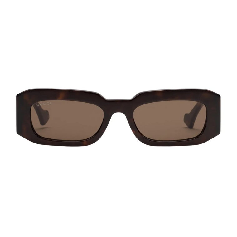 Prostokątne kwadratowe okulary przeciwsłoneczne w kolorze żółwiowym z brązowymi soczewkami Gucci
