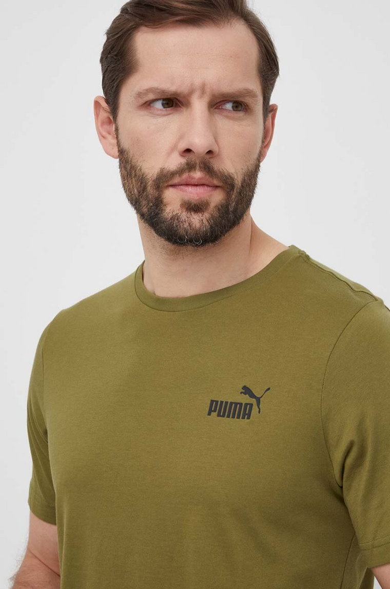 Puma t-shirt męski kolor zielony gładki 586669