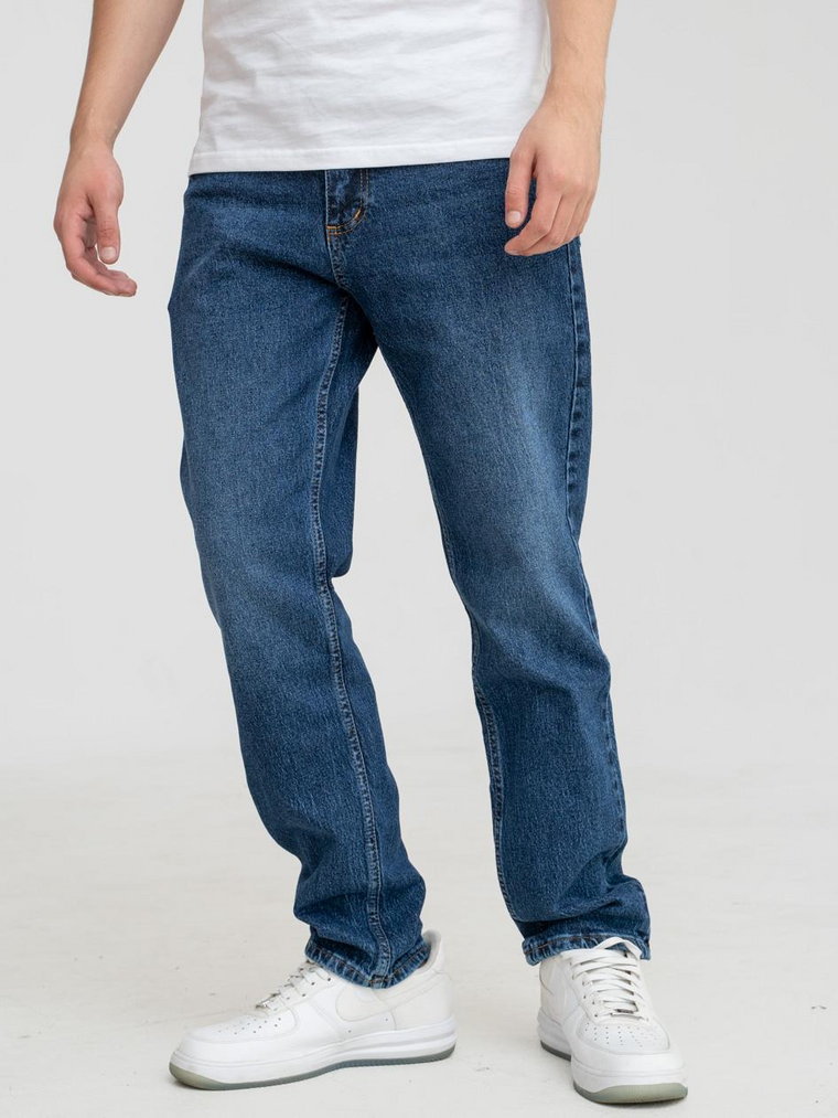 Spodnie Jeansowe Męskie Ciemne Niebieskie Jigga Wear Mini Haft Logo