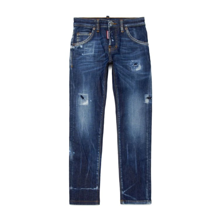 Niebieskie Jeansy dla Chłopców Aw24 Dsquared2