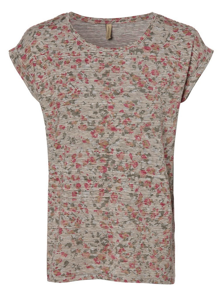 soyaconcept - T-shirt damski  SC-Galina 26, zielony|wyrazisty róż
