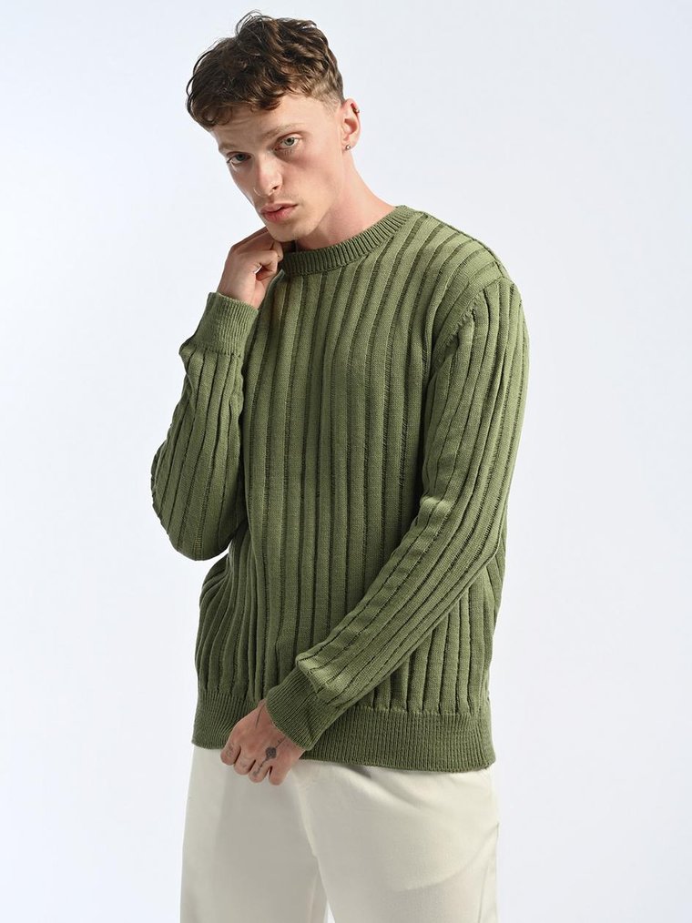 Sweter Męski Zielony 2512 Just Ribbed