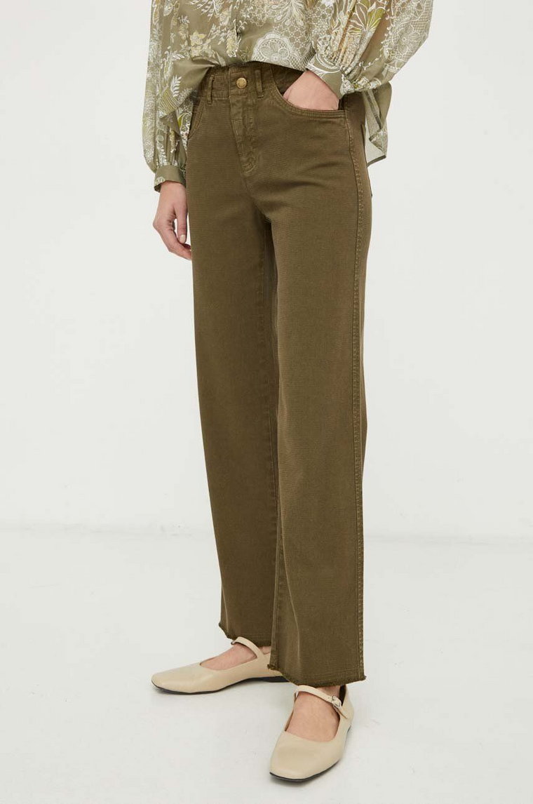 MAX&Co. spodnie damskie kolor zielony proste high waist 2416131111200