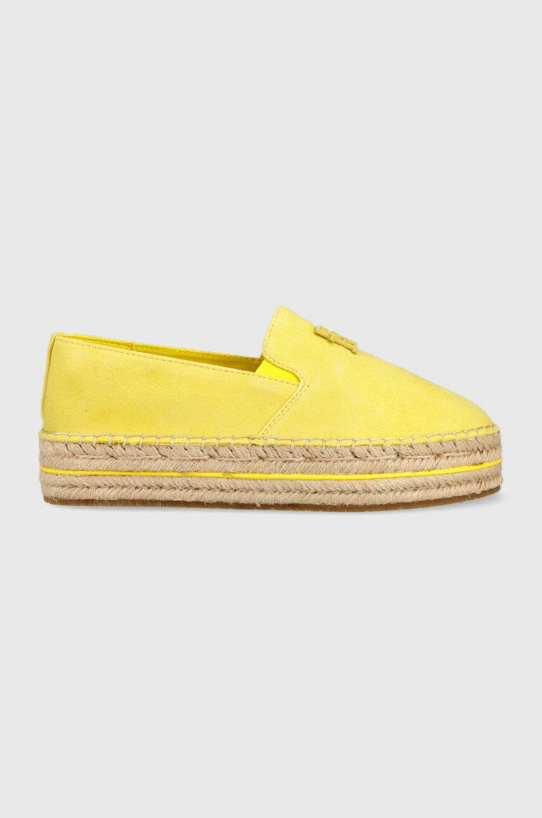 Tommy Hilfiger espadryle zamszowe TH SUEDE FLATFORM ESPADRILLE kolor żółty na platformie FW0FW07069