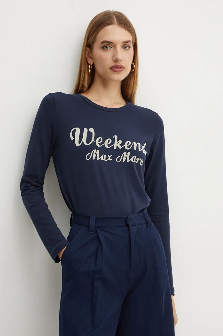 Weekend Max Mara longsleeve bawełniany kolor granatowy 2425946022600