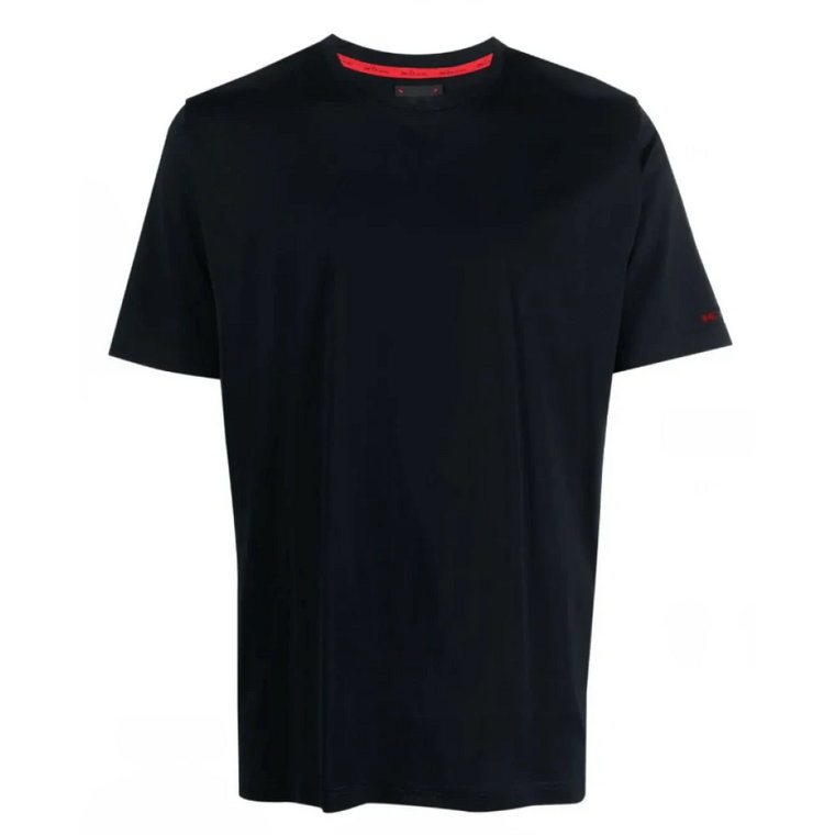 Granatowy Bawełniany T-Shirt z Okrągłym Dekoltem Kiton