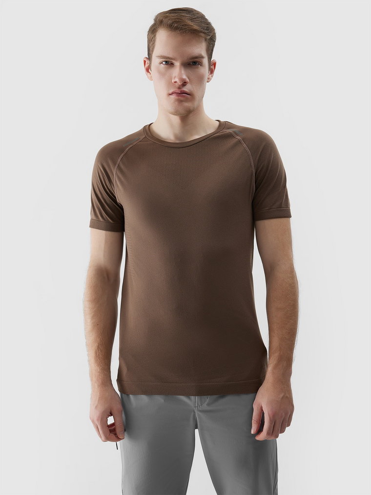 Koszulka bezszwowa do biegania w terenie męska - brązowa