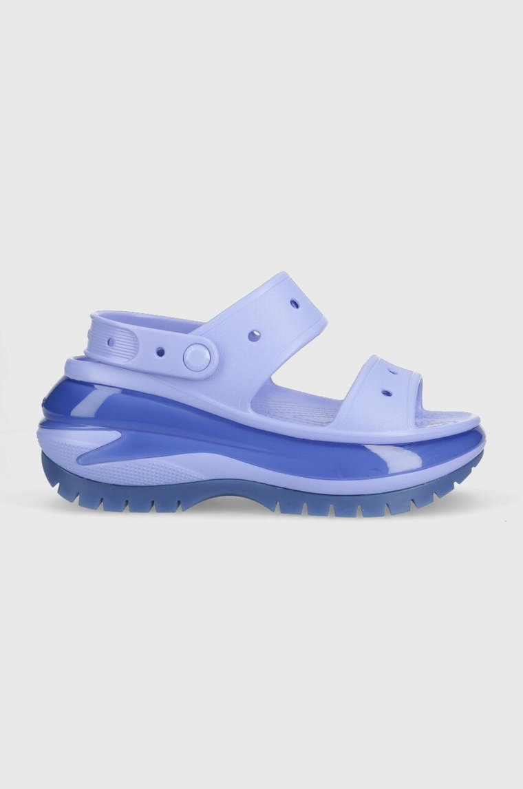 Crocs klapki Classic Mega Crush Sandal damskie kolor fioletowy na platformie 207989 207989.5Q6-5Q6