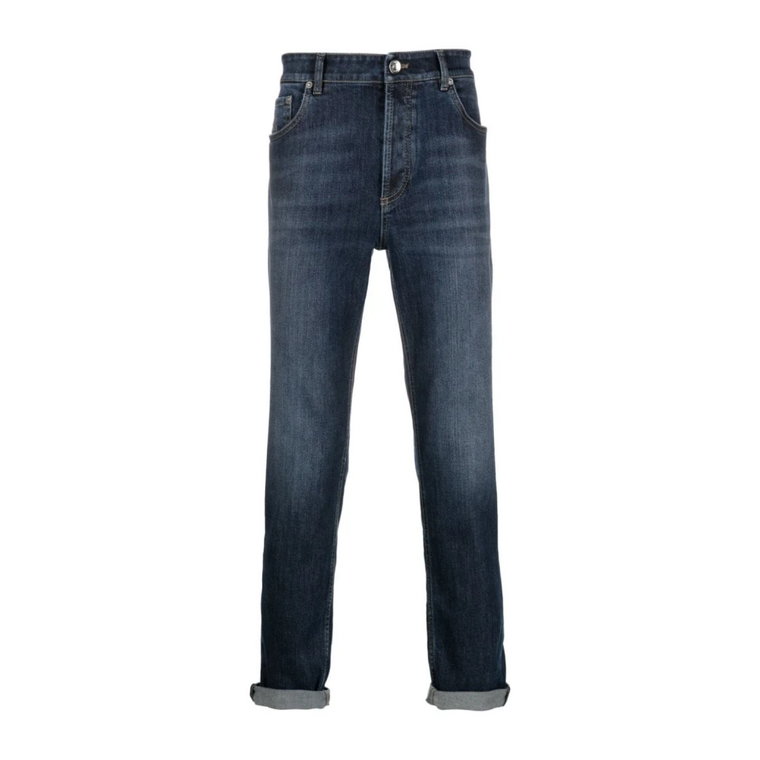 Niebieskie Cropped Jeans Brunello Cucinelli