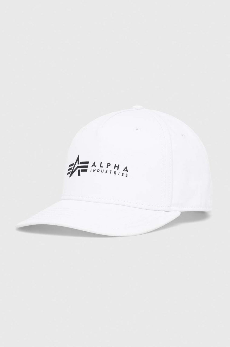 Alpha Industries czapka bawełniana kolor biały z nadrukiem 126912.09-White