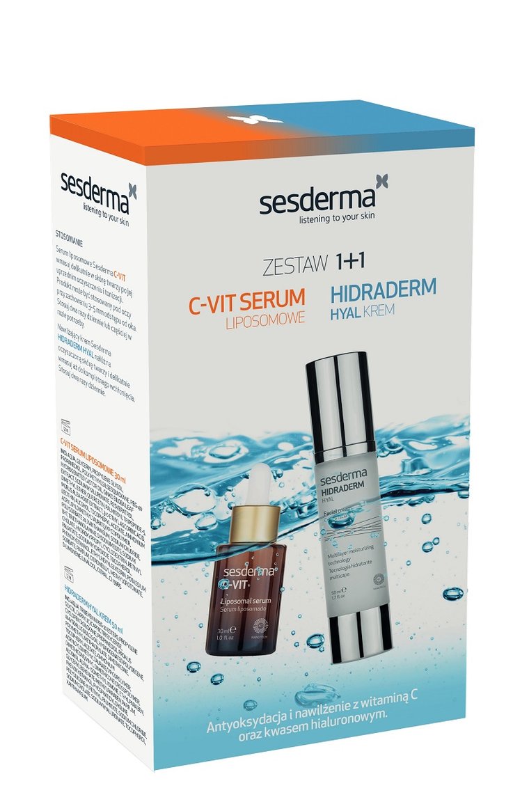 Sesderma Zestaw (C-Vit Serum Liposomowe 30ml + Hidraderm Hyal Krem 50ml)