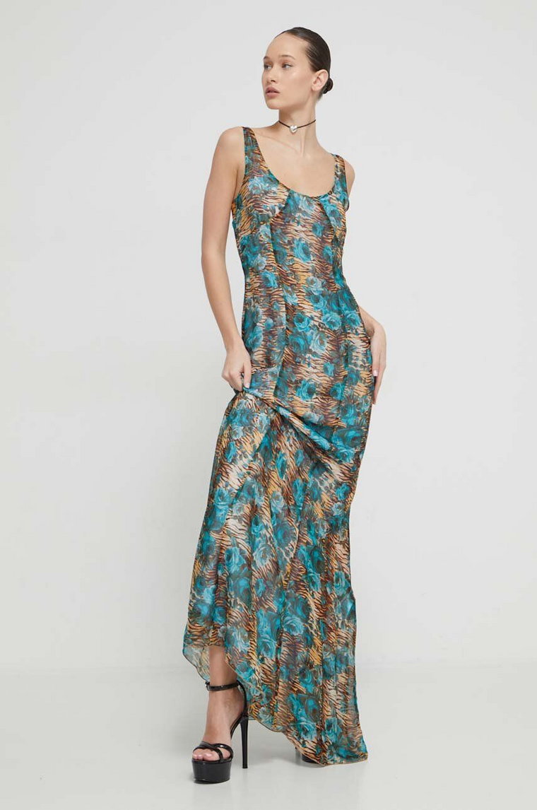 Blugirl Blumarine sukienka jedwabna maxi rozkloszowana RA4189.T3079