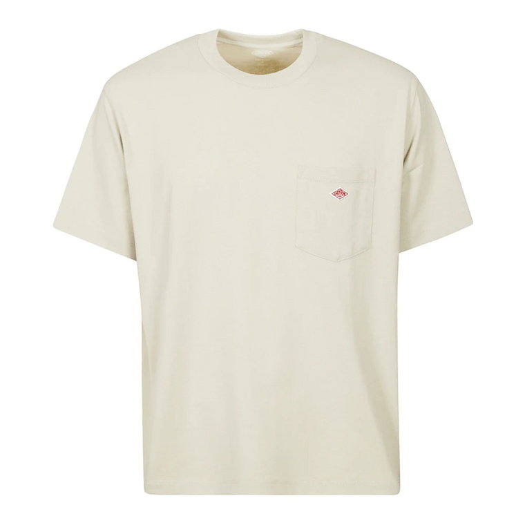 Beżowy T-shirt z kieszenią Krótki rękaw Logo Danton