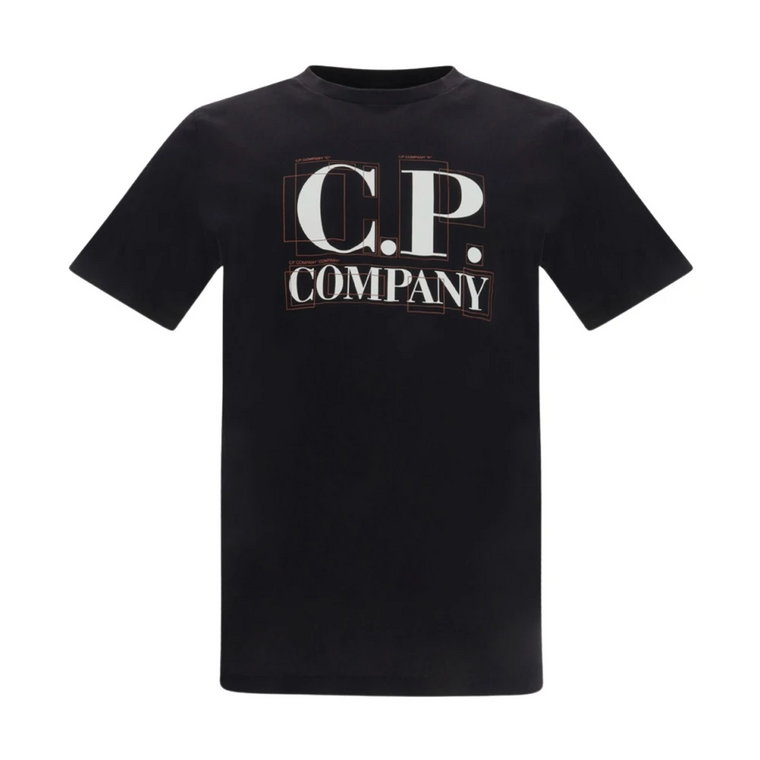 Stylowa Czarna Koszulka z Graficznym Nadrukiem C.p. Company