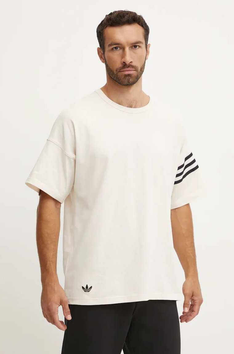 adidas Originals t-shirt bawełniany Neuclassics Tee męski kolor beżowy z aplikacją JF9139