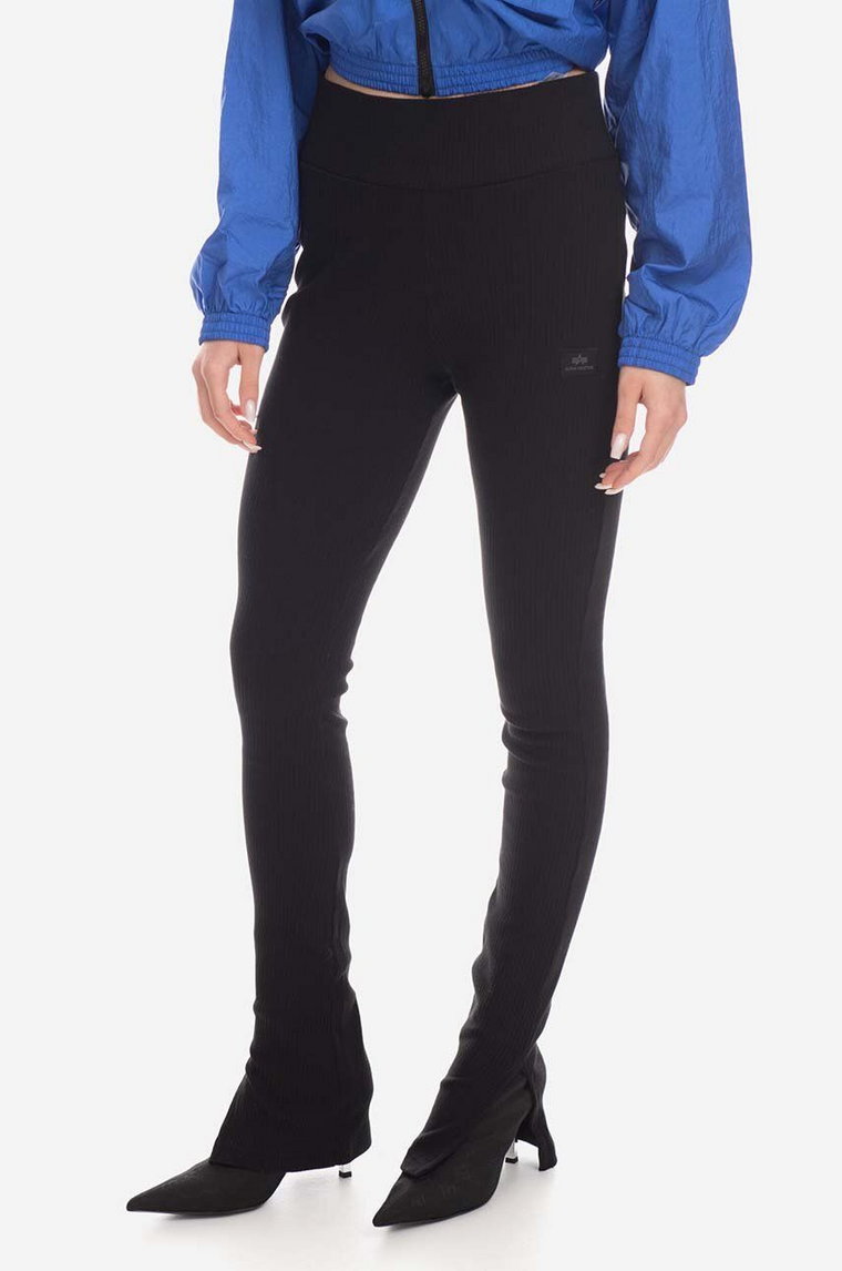 Alpha Industries legginsy bawełniane X-Fit Rib Pant kolor czarny gładkie 136051.03-CZARNY