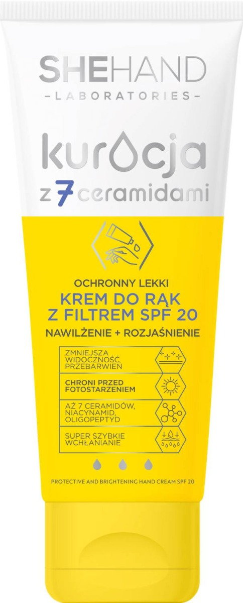 SheHand Kuracja z 7 ceramidami, ochronny lekki krem do rąkz filtrem SPF20 75 ml