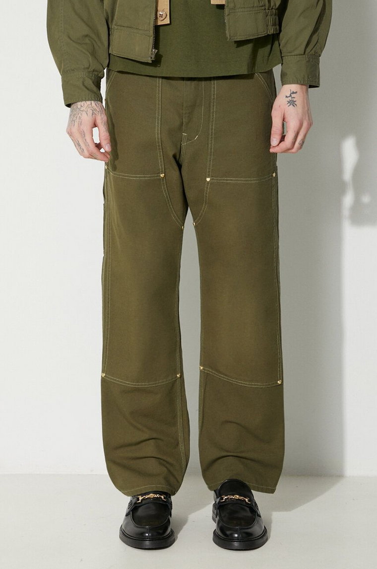 Human Made spodnie bawełniane Duck Painter kolor zielony proste HM26PT012