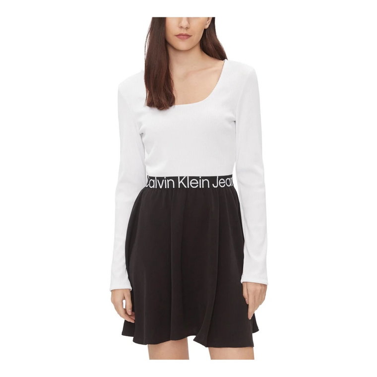 Biała Sukienka z Poliestru Wiosna/Lato Kobiety Calvin Klein Jeans