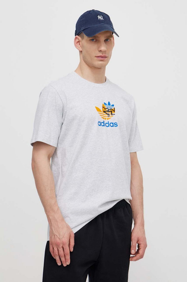 adidas Originals t-shirt bawełniany męski kolor szary z nadrukiem IS2912