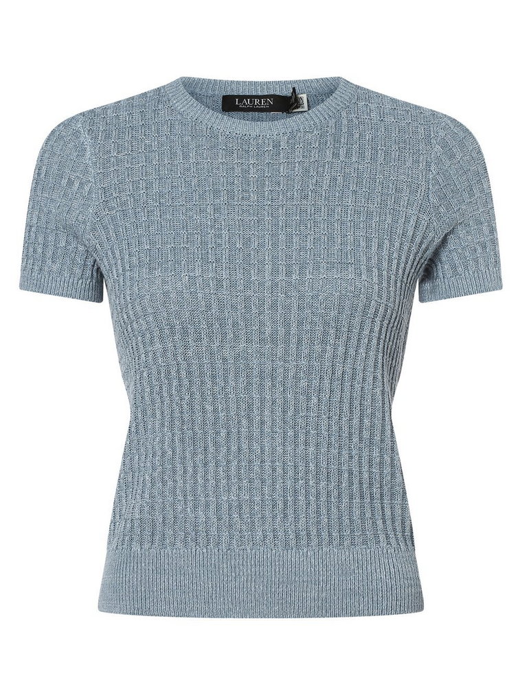 Lauren Ralph Lauren - T-shirt damski z dodatkiem lnu, niebieski