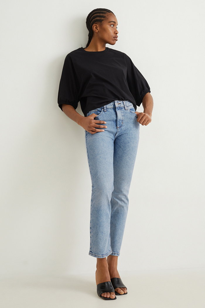 C&A Straight jeans-wysoki stan-LYCRA, Niebieski, Rozmiar: 34