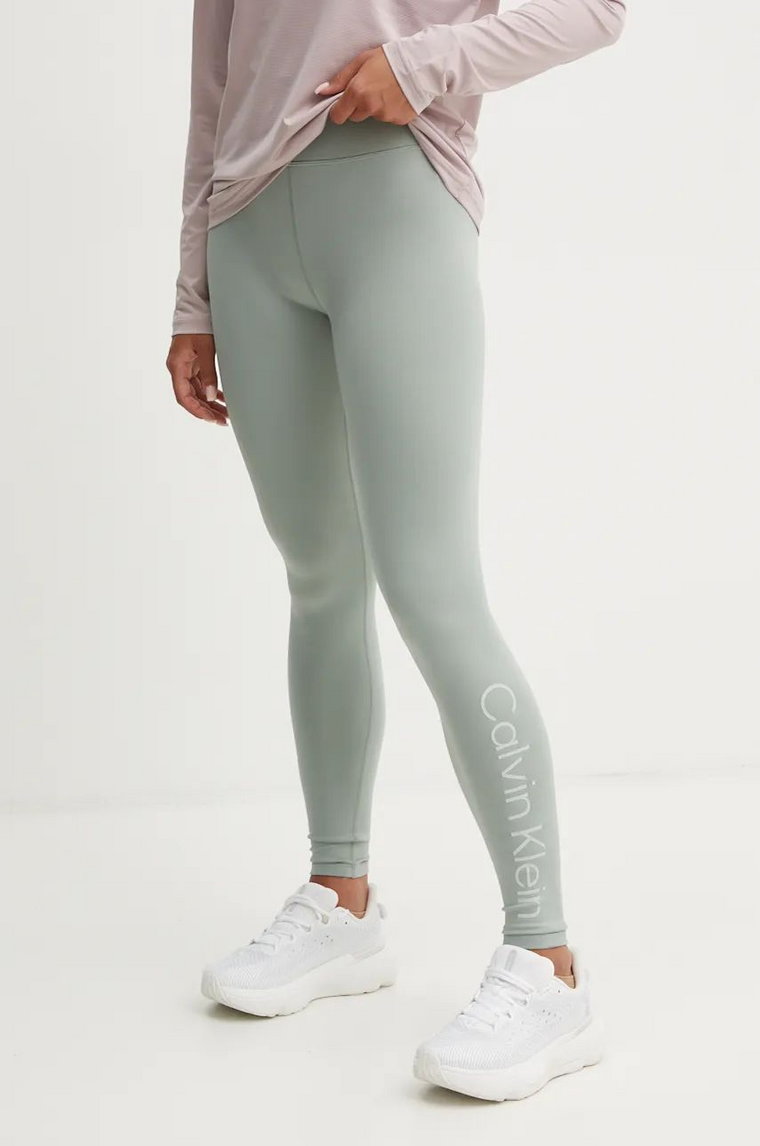 Calvin Klein Performance legginsy treningowe kolor turkusowy z nadrukiem 00GWF4L636