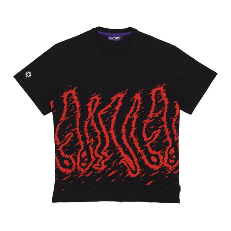 Czarno-czerwony T-shirt z okrągłym dekoltem Octopus