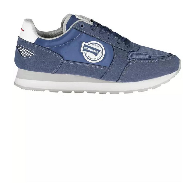Niebieskie sneakersy z poliestru dla mężczyzn z kontrastowymi detalami Carrera
