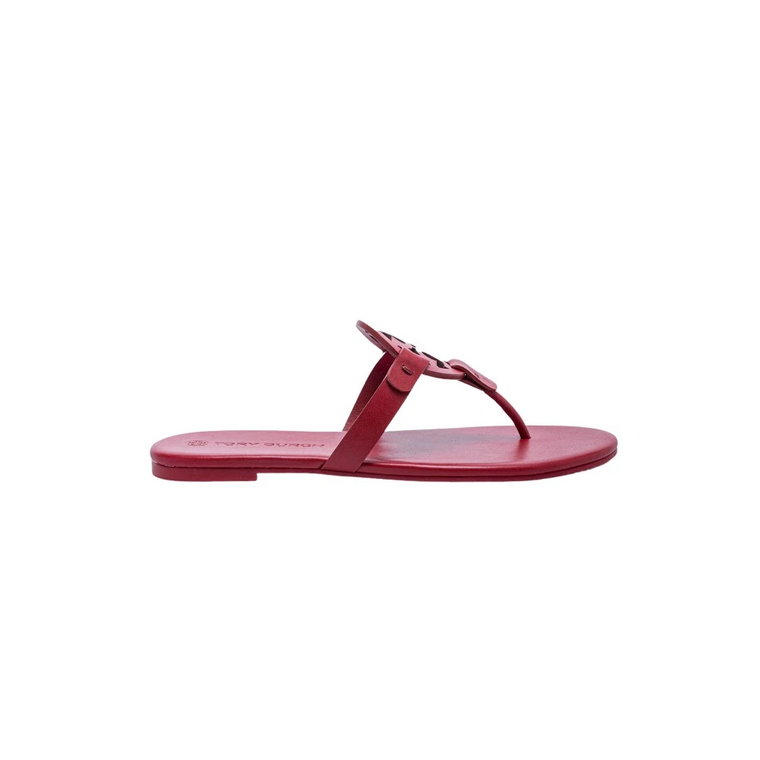 Czerwone Skórzane Miller Flip Flops Tory Burch