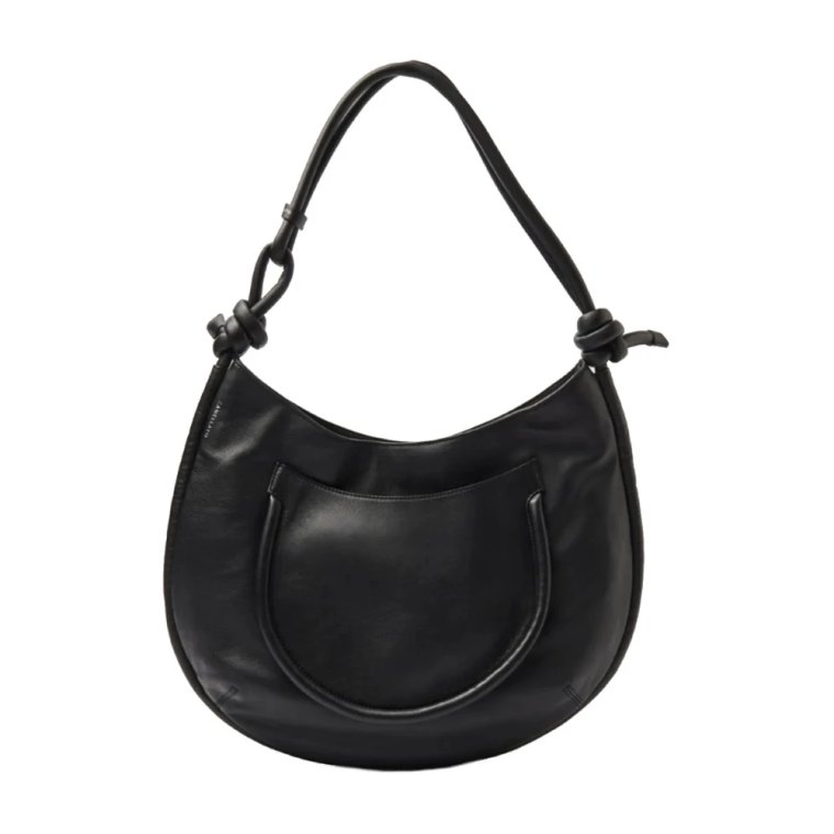 Czarna Demi Piuma Knot Hobo Torba Zanellato