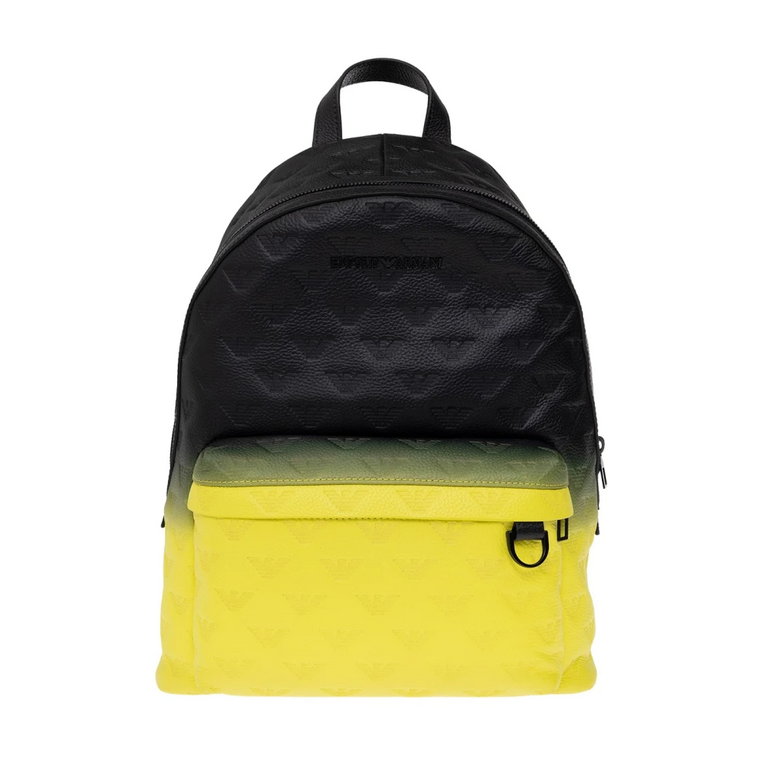 Leather backpack with embossed pattern Emporio Armani