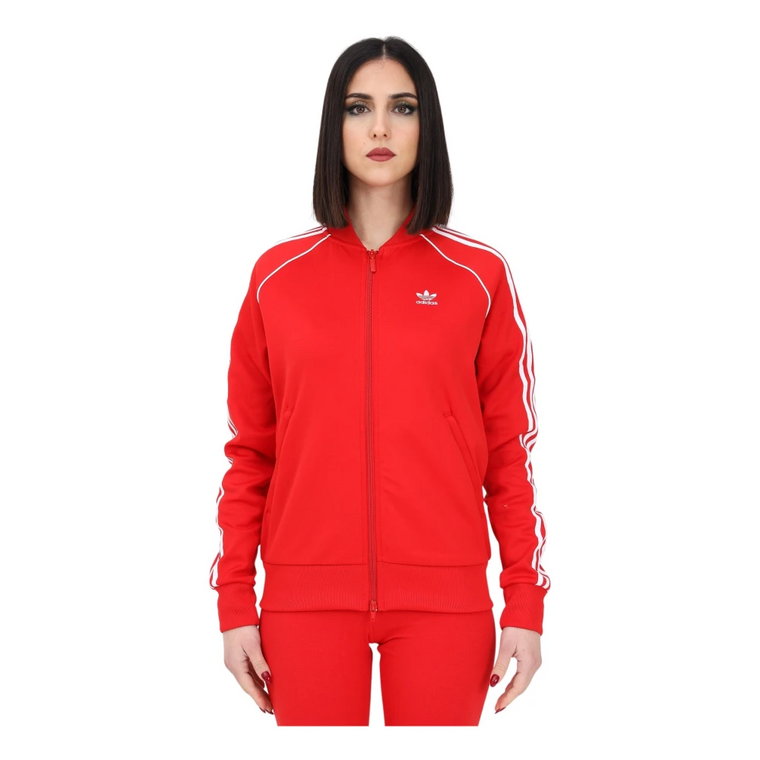 Czerwony Sweter z Zamkiem dla Kobiet Adidas