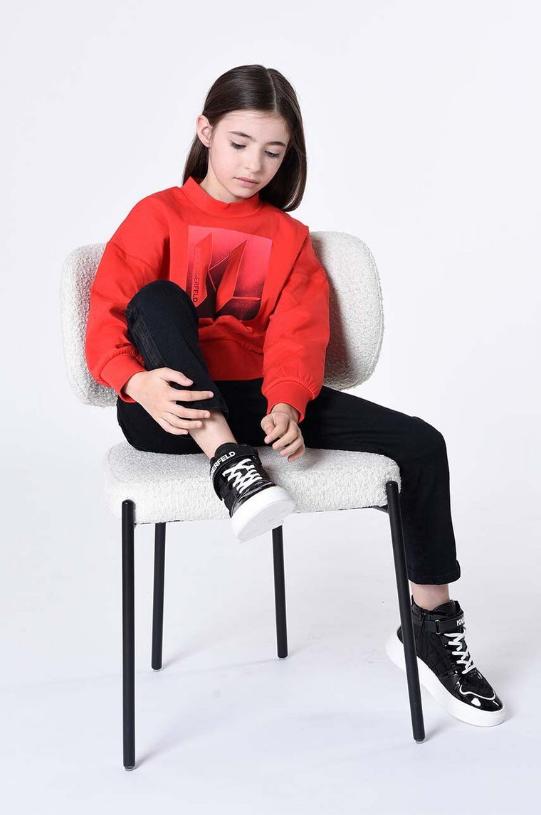 Karl Lagerfeld bluza dziecięca kolor czerwony z nadrukiem