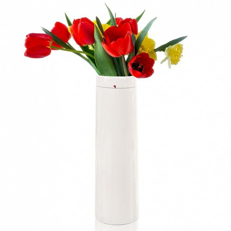 Wazon na kwiaty ceramiczny biały serduszka kod: O-820172
