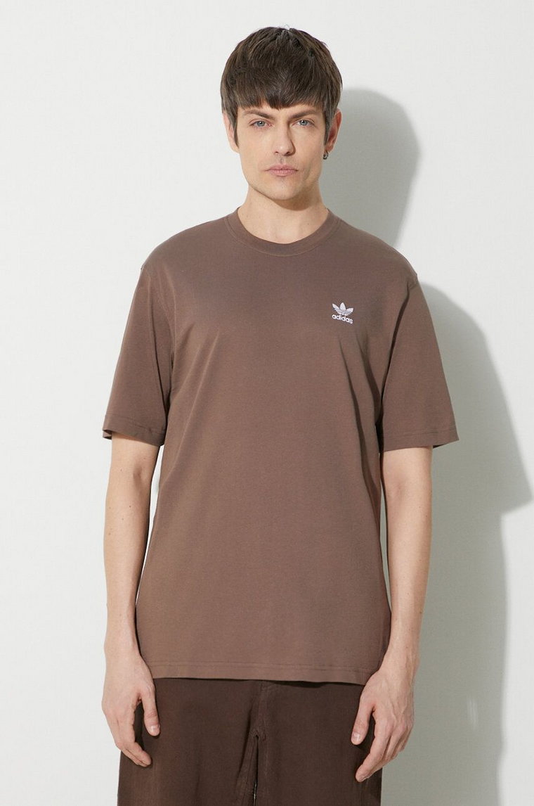 adidas Originals t-shirt bawełniany Essential Tee męski kolor brązowy z aplikacją IR9688