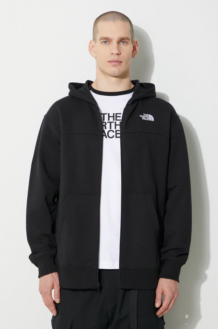 The North Face bluza M Essential Fz Hoodie męska kolor czarny z kapturem z aplikacją NF0A87FBJK31