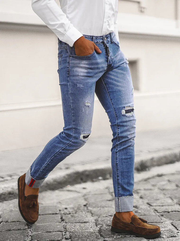 Spodnie jeansowe męskie niebieskie OZONEE NB/MP0126B