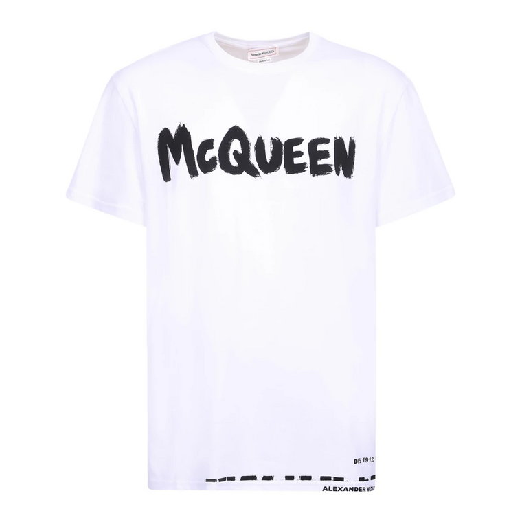 Biała Koszulka z Logo dla Mężczyzn Alexander McQueen