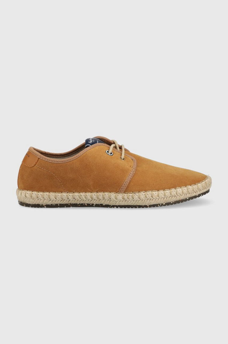 Pepe Jeans espadryle zamszowe TOURIST kolor brązowy PMS10314