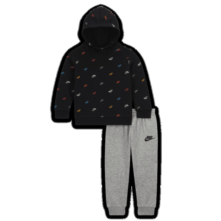Dwuczęściowy zestaw z bluzą z kapturem dla niemowląt Nike Sportswear Club Printed Hoodie Set - Szary